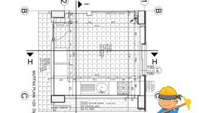 20 ölçek mutfak planı