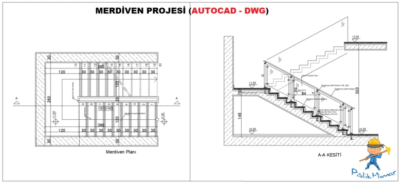 merdiven dwg, autocad çizimleri