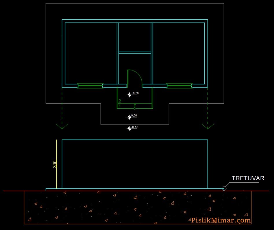 kat yüksekliği kütle çizimi