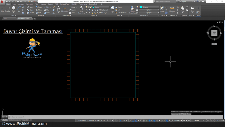 Autocad ile Mimari Proje çizimde Duvar Çizimi ve Duvar Taraması