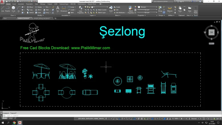 autocad şezlong dwg