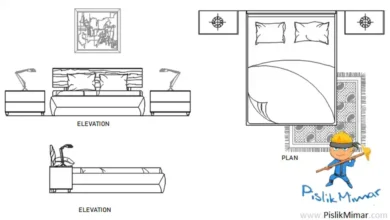Double bed with two bedside tables