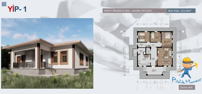 3+1 tek katlı ev projeleri