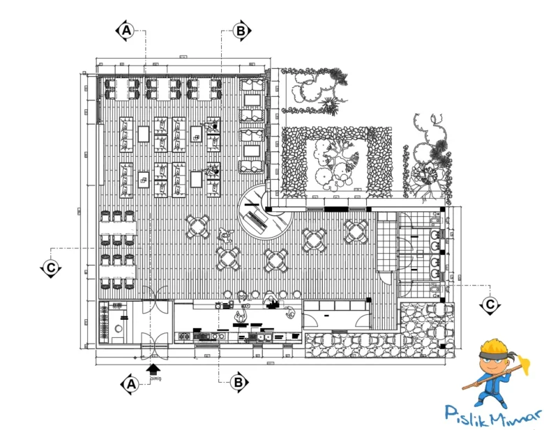 cafe bar projesi, 320 metrekare 