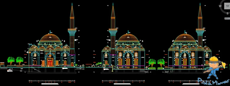 camii görünüş çizimleri