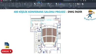400 Kişilik konferans salonu projesi, dwg indir