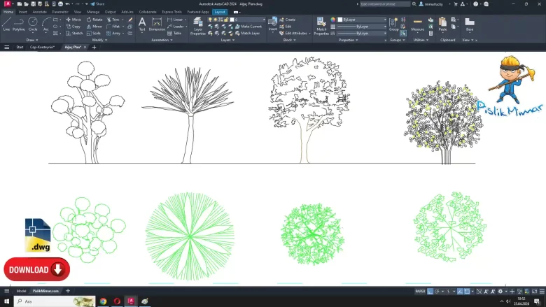 Ağaç plan dwg, Tree Plan CAD Blocks