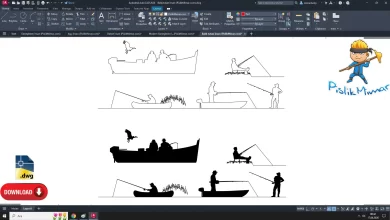 Balık Tutan İnsan dwg, Man Catching Fish dwg, balık tutan insan çizimi, autocad drawing