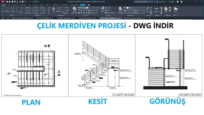 Çelik Merdiven dwg