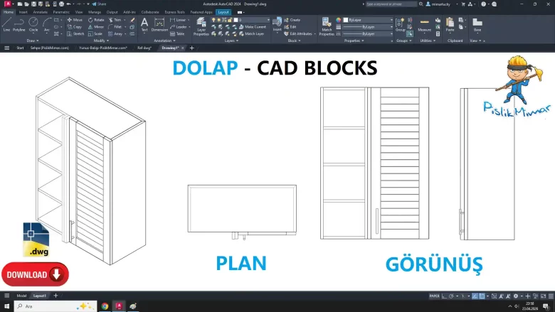 Dolap dwg, Dolap Çizimi, Wardrobe CAD Blocks