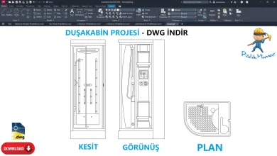 Duşakabin dwg, Modern Shower Cabin CAD Blocks