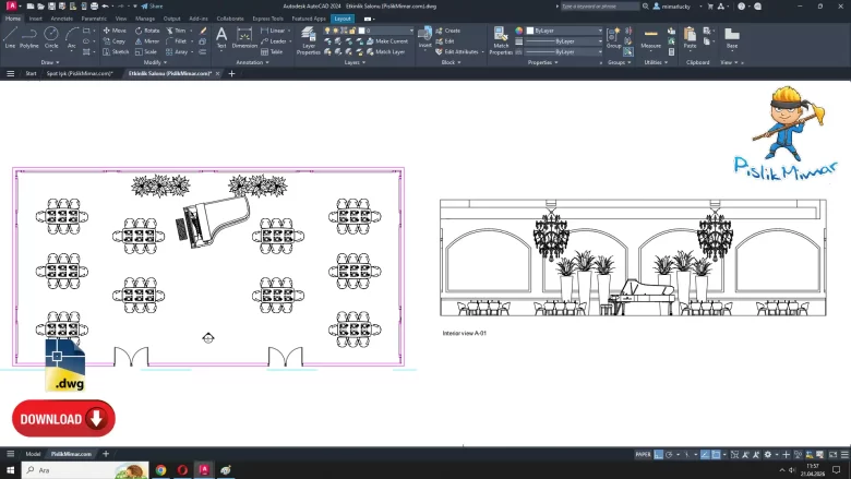 Etkinlik salonu dwg, Event Hall CAD Blocks