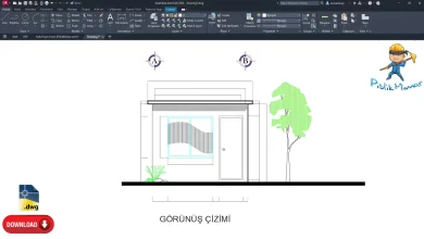 Güvenlik Kulübesi görünüş çizimi, dwg indir