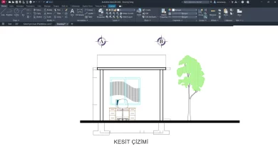Güvenlik Kulübesi kesit çizimi, dwg indir