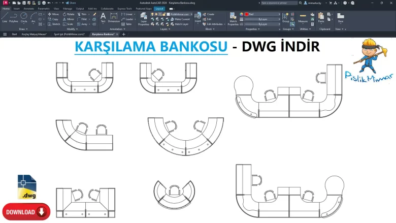 Karşılama Bankosu dwg, Reception Desk CAD Blocks, AutoCAD Drawing