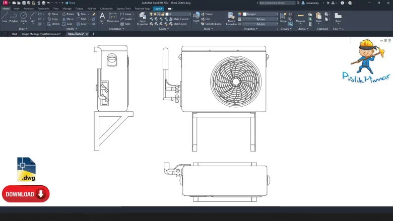Klima Ünitesi Çizimi, Klima dwg, Air Conditioning Unit CAD Blocks