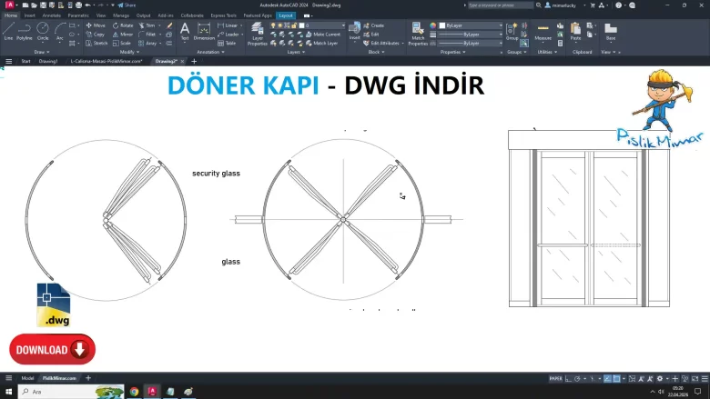 Ofis Döner Kapı dwg