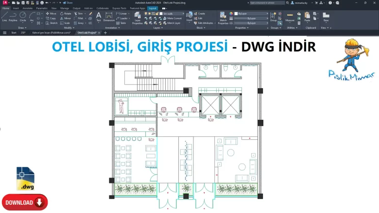 Otel Lobi Projesi, DWG İndir