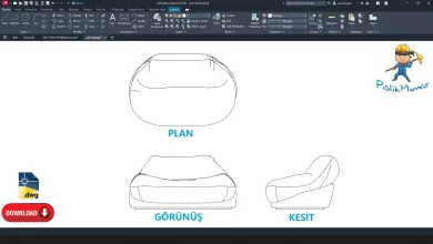 Puf Koltuk dwg, koltuk çizimi, Single Ottoman Armchair Cad Blocks, autocad drawing