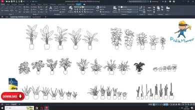 Saksıda ağaç dwg, Tree in a Pot CAD Blocks