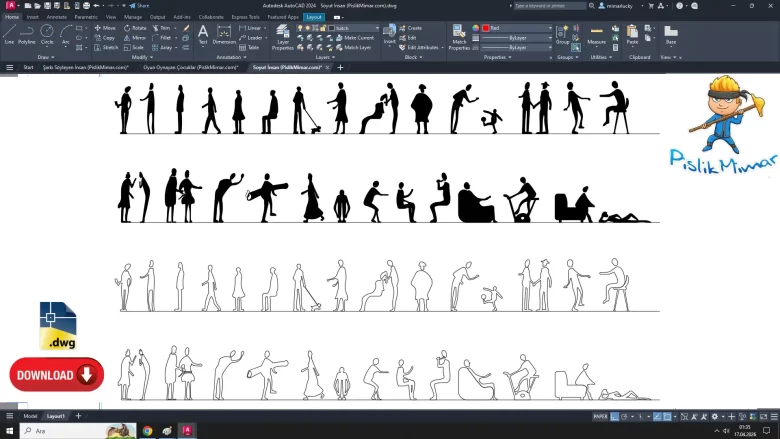 Soyut İnsan Çizimleri, soyut insan dwg, Abstract Man dwg, autocad drawing