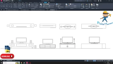 TV Ünitesi çizimi, tv ünitesi dwg, Television Unit Cad Blocks, autocad drawing