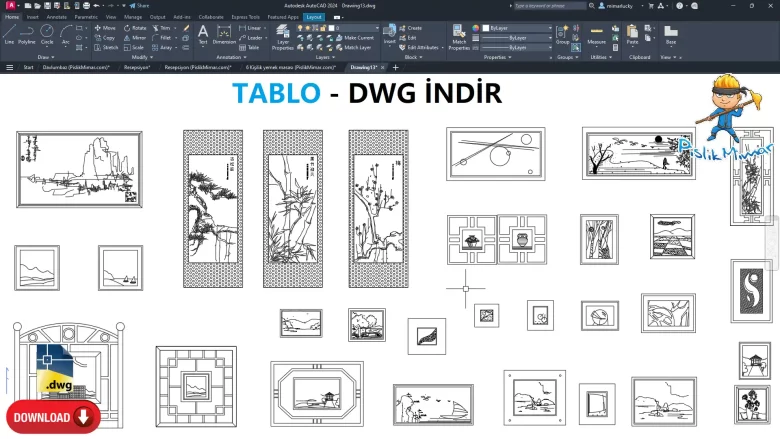 Tablo dwg, Table Cad Block