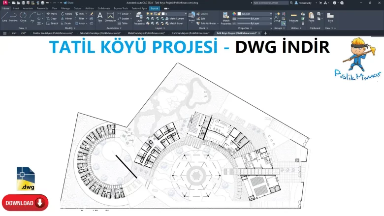 Tatil köyü projesi, dwg indir