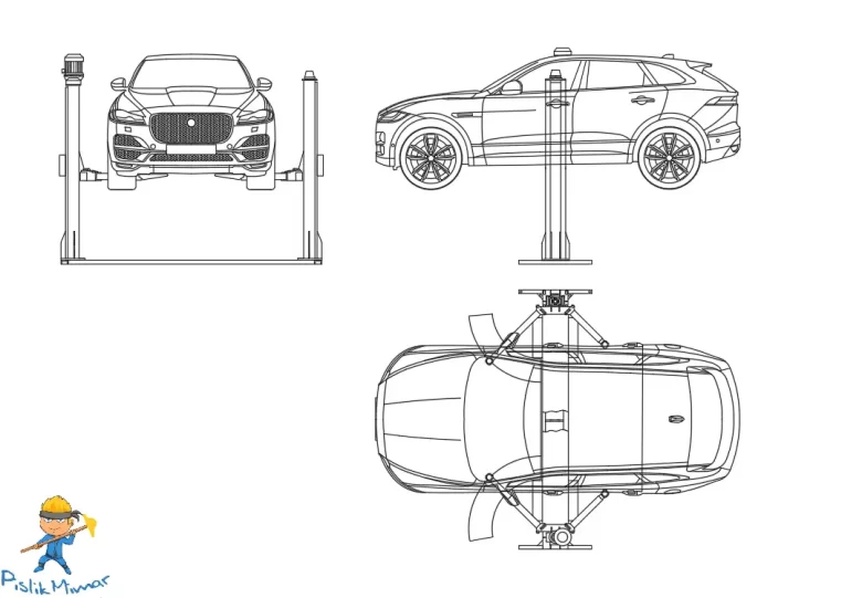 arac asansoru dwg cizimleri