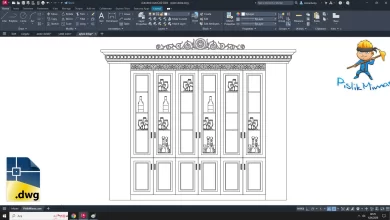 aynalı dolap dwg, Mirrored Wardrobe autocad drawing cad blocks