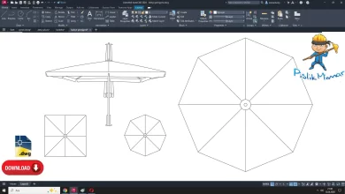 bahçe şemşiyesi dwg çizimi, Garden Umbrella dwg, autocad drawing, cad blocks