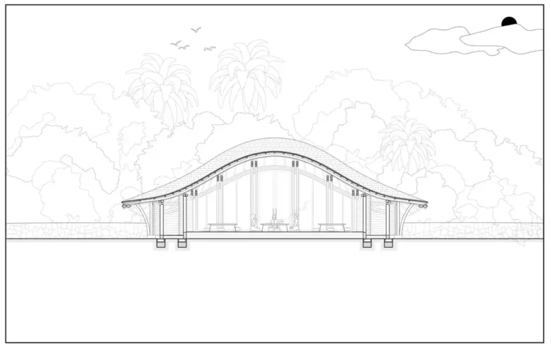 bambu cafe projesi, kesit çizimleri