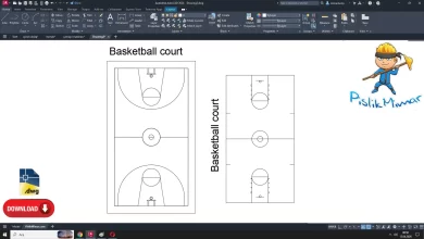 basketbol sahası dwg çizimi, Basketball Court dwg, autocad drawing, cad block
