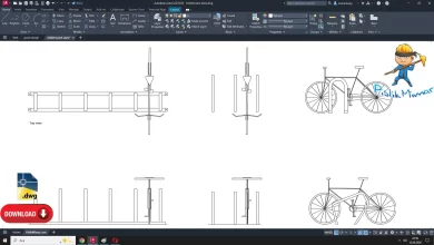 bisiklet park yeri dwg çizimi, Bicycle Parking Area dwg, autocad drawing cad blocks