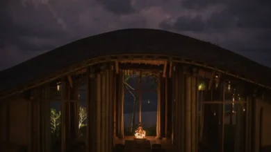 cafe gece görünüş, ışıklandırma