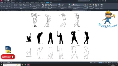 gold oynayan insan dwg, Person Playing Golf dwg, autocad drawing