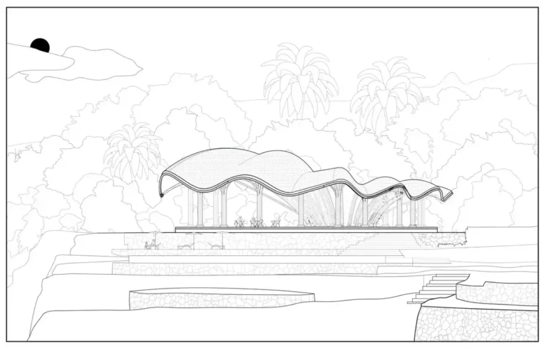 mimari restoran görünüş çizimi