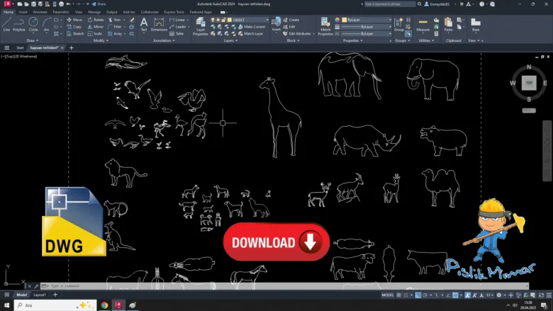 autocad hayvan tefrişleri dwg