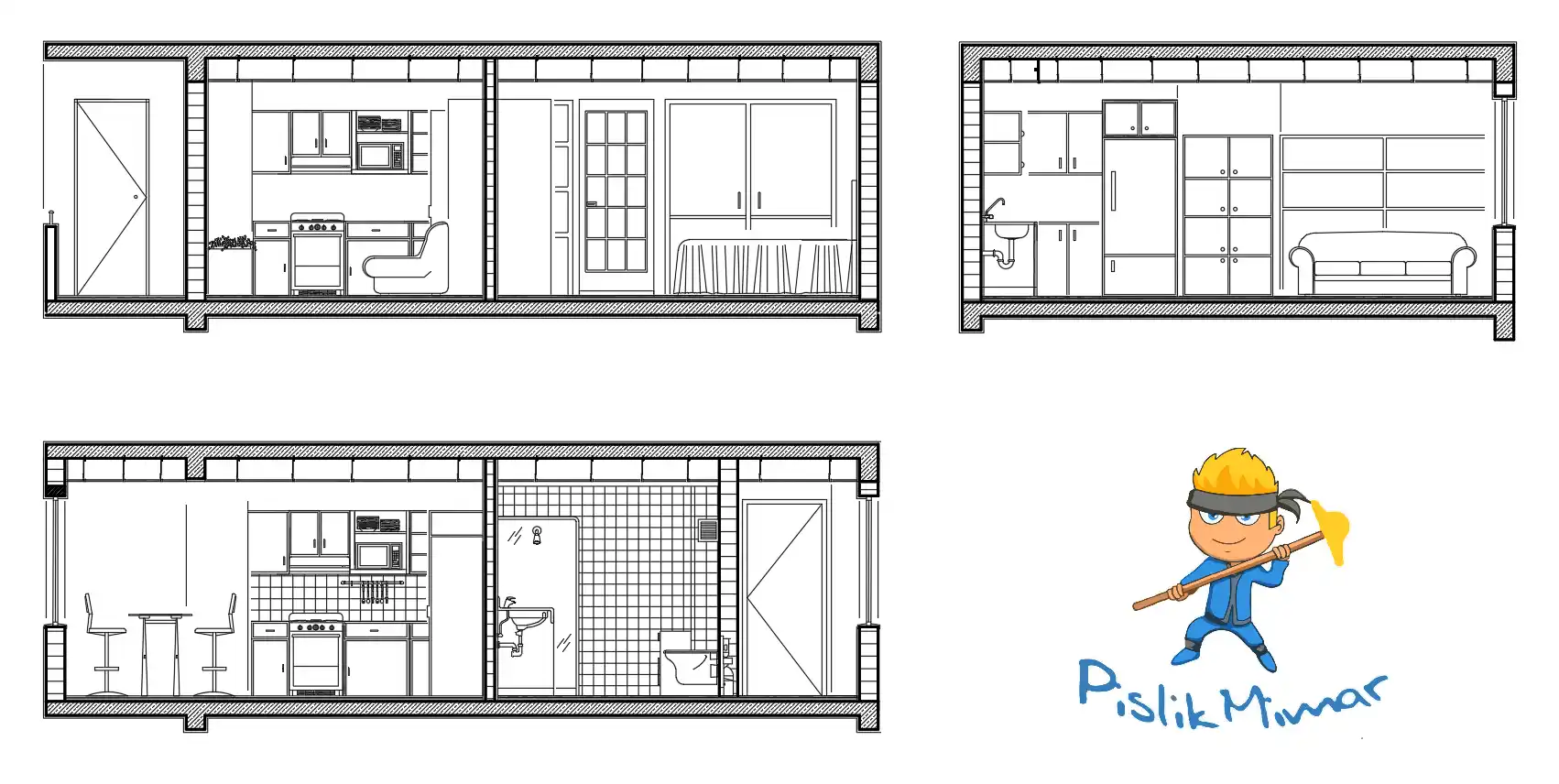 ic mimarlik mutfak kesit cizimi