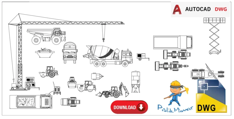 inşaat makinaları tefriş çizimleri, dwg indir