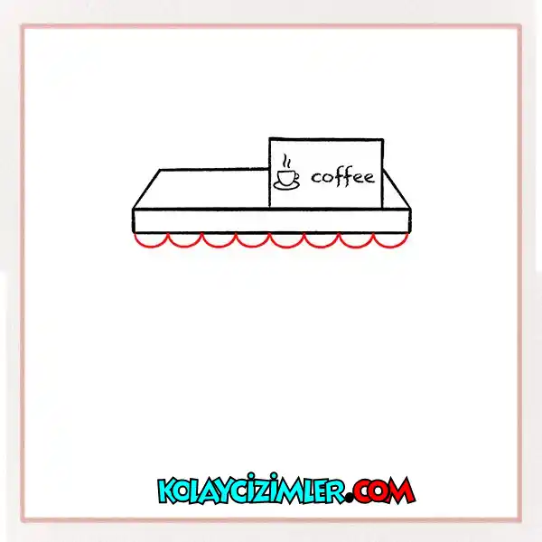 kahve evi çizimi 3. adım çatı süsü ekle