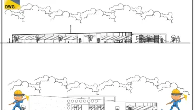 kindergarten architectural project elevation drawings