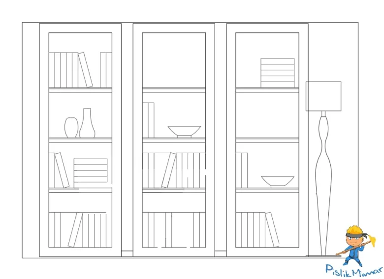 kitaplık raf çizimleri dwg