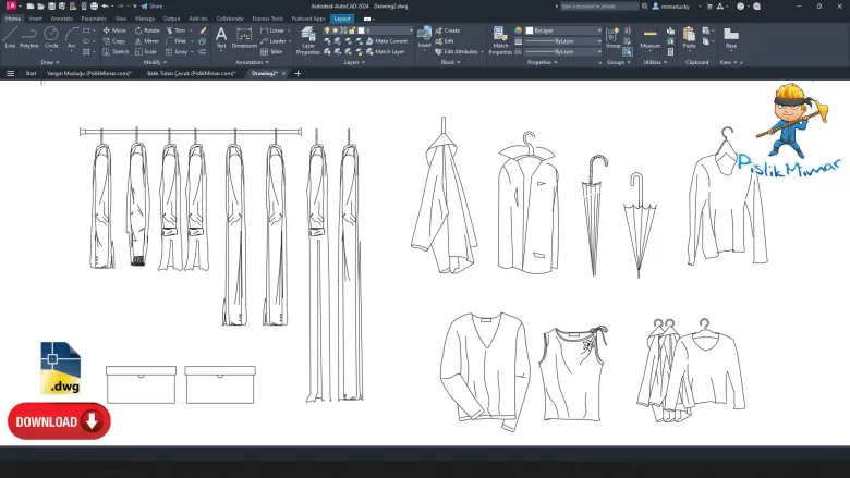 kıyafet dwg, kıyafet çizimi, Clothing CAD Blocks