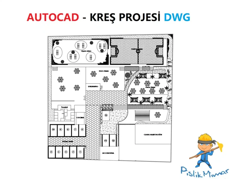 kreş projesi dwg indir