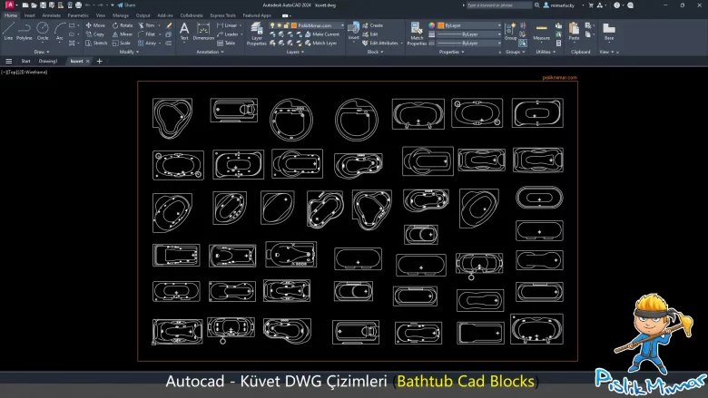 küvet dwg, AutoCAD Bathtub Cad Blocks