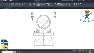 makyaj masası dwg çizimi, Vanity Table CAD Block, autocad drawing