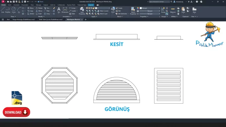 menfez dwg, Aluminum Grille CAD Blocks