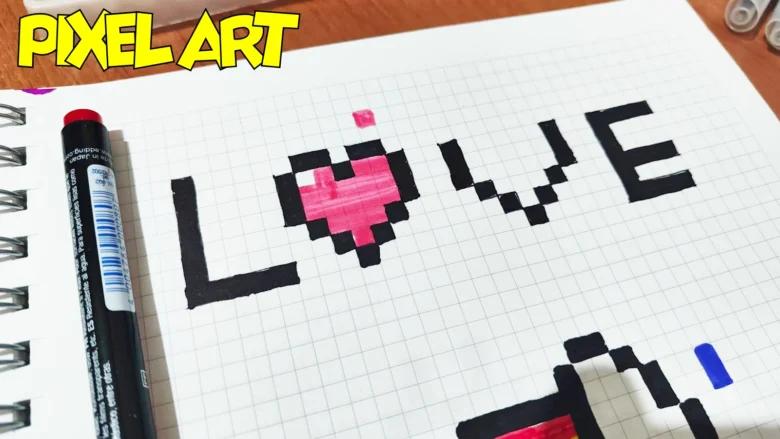 pixel art idea, kalp çizimi, kolay çizimler