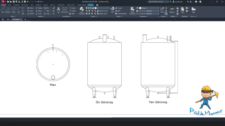 su deposu dwg, water tank cad blocks